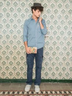 JEANS CARGO DE HOMBRE WOLF DARK BLUE