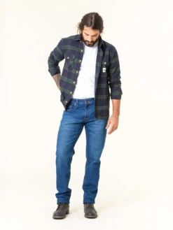 PANTALON VAQUERO SLIM DE HOMBRE FLAMINGO DARK USED BLUE ORGANIC COTTON -Capitan Denim 1 68