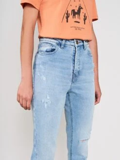 JEANS SLIM DE MUJER BRUNETA RIPPED SUNNY BLUE -Capitan Denim 6237