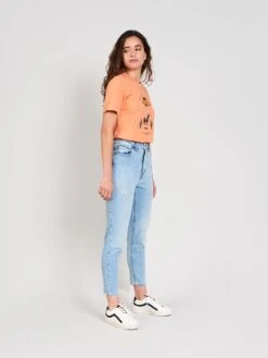 JEANS SLIM DE MUJER BRUNETA RIPPED SUNNY BLUE -Capitan Denim 6238