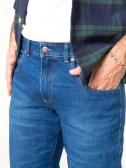 PANTALON VAQUERO SLIM DE HOMBRE FLAMINGO DARK USED BLUE ORGANIC COTTON -Capitan Denim 6 21