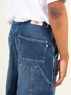 BERMUDAS VAQUERAS DE HOMBRE ROLLINS MID BLUE -Capitan Denim bermuda corta vaquera de hombre azul claro hecho en espana sostenible comodas