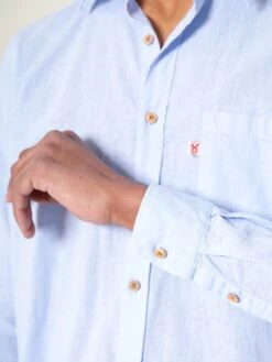 CAMISA DE HOMBRE LINO FURAY SKY BLUE -Capitan Denim camisa azul de hombre de lino comoda hecha en espana
