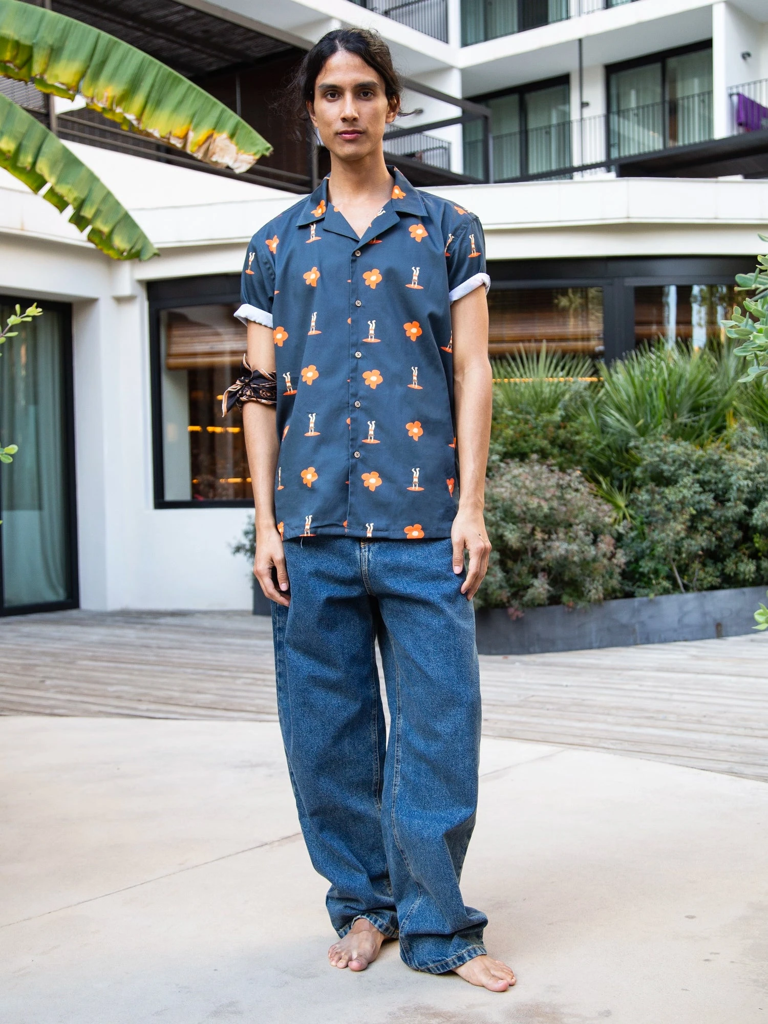 CAMISA CALYPSO DARK BLUE FLOWERS 6 CAMISA CALYPSO DARK BLUE FLOWERS - Imagen 4