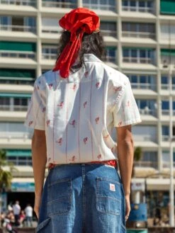 CAMISA CALYPSO STRIPES 12 CAMISA CALYPSO STRIPES -Capitan Denim camisa de hombre de algodon organico blanca oversize comoda hecha en espana sostenible para el verano