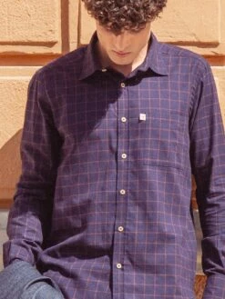 CAMISA DE HOMBRE FURAY BROWN PLAID -Capitan Denim camisa de hombre de cuadros hecha en espana comoda