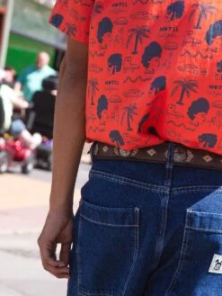 CAMISA CALYPSO CALIFORNIA 10 CAMISA CALYPSO CALIFORNIA -Capitan Denim camisa de hombre naranja estampada para verano fresca comoda hecha en espana sostenible