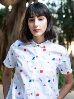 CAMISA REGULAR DE MUJER LUCINDA WHITE ICON 13 CAMISA REGULAR DE MUJER LUCINDA WHITE ICON -Capitan Denim camisa de mujer de algodon organico blanca regular comoda hecha en espana sostenible de verano