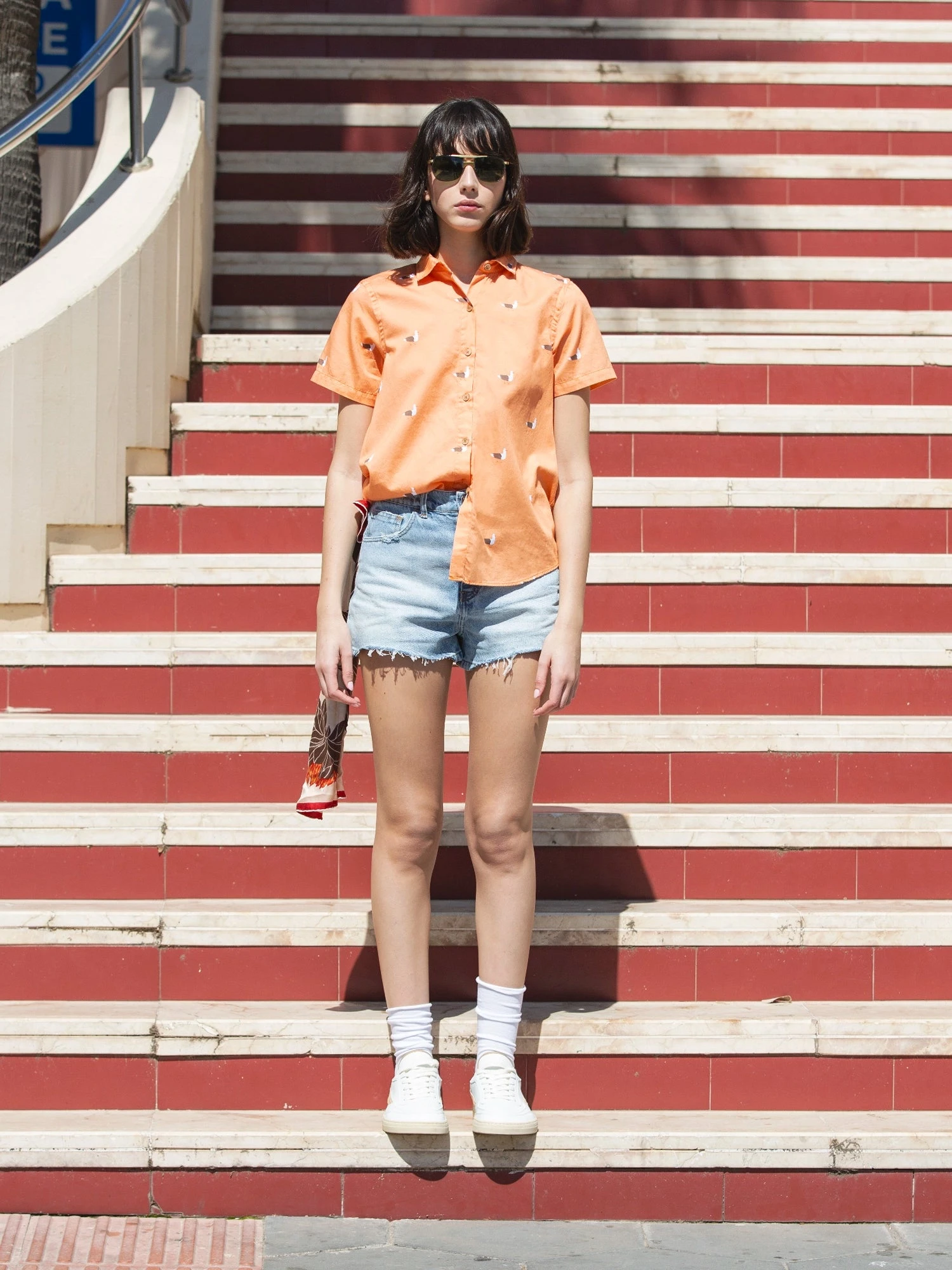 CAMISA REGULAR DE MUJER LUCINDA ORANGE SEAGULL 7 CAMISA REGULAR DE MUJER LUCINDA ORANGE SEAGULL - Imagen 5