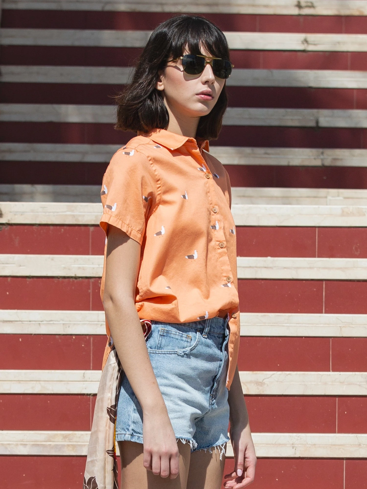 CAMISA REGULAR DE MUJER LUCINDA ORANGE SEAGULL 4 CAMISA REGULAR DE MUJER LUCINDA ORANGE SEAGULL - Imagen 2