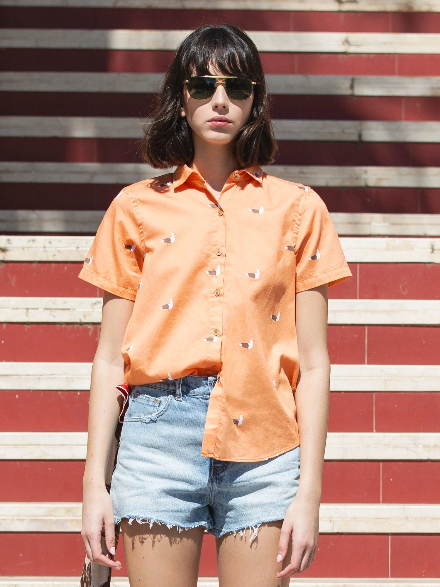CAMISA REGULAR DE MUJER LUCINDA ORANGE SEAGULL 3 CAMISA REGULAR DE MUJER LUCINDA ORANGE SEAGULL