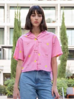 CAMISA OVERSIZE DE MUJER HARVEY PINK SMILEY