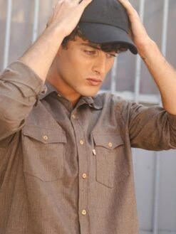 CAMISA DE HOMBRE FURAY WESTERN BROWN -Capitan Denim camisa hombre de manga larga western hecha en espana para entretiempo