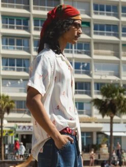 CAMISA CALYPSO STRIPES 11 CAMISA CALYPSO STRIPES -Capitan Denim camisas de hombre de algodon organico blanca oversize comoda hecha en espana sostenible de verano