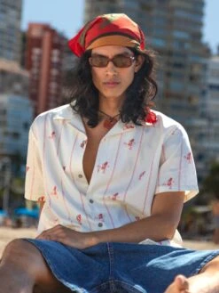 CAMISA CALYPSO STRIPES 10 CAMISA CALYPSO STRIPES -Capitan Denim camisas de hombre de algodon organico blanca oversize comoda hecha en espana sostenible para el verano