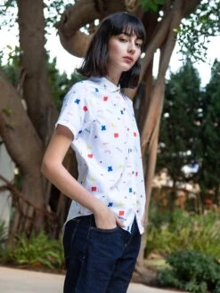 CAMISA REGULAR DE MUJER LUCINDA WHITE ICON 10 CAMISA REGULAR DE MUJER LUCINDA WHITE ICON -Capitan Denim camisas de mujer de algodon organico blanca regular comoda hecha en espana sostenible para el verano