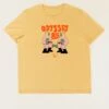 CAMISETA UNISEX AMARILLA ODYSSEY 85 -Capitan Denim camiseta amarilla pastel unisex de algodon organico sostenible cuello redondo para verano dibujos