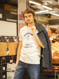 CAMISETA UNISEX DE ALGODÓN ORGÁNICO BOOGALOO RAW COTTON -Capitan Denim camiseta blanca de manga corta 1