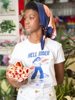 CAMISETA UNISEX DE ALGODÓN ORGÁNICO HELL RIDER BLANCO