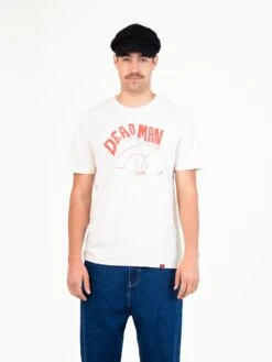 CAMISETA UNISEX BLANCA DEAD MAN 8 CAMISETA UNISEX BLANCA DEAD MAN -Capitan Denim camiseta blanca de manga corta unisex de algodon organico comoda sostenible ilustrada
