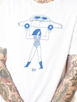 CAMISETA IRON WOMAN BLANCO UNISEX -Capitan Denim camiseta blanca de manga corta unisex sostenible