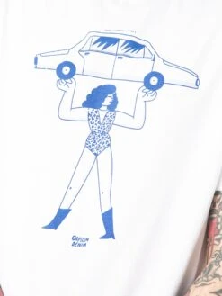 CAMISETA IRON WOMAN BLANCO UNISEX -Capitan Denim camiseta blanca de manga corta unisex sostenible verano