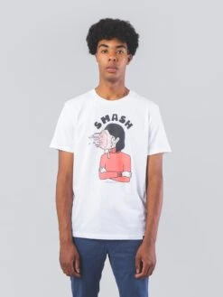 CAMISETA BLANCA DE ALGODÓN ORGÁNICO UNISEX SMASH -Capitan Denim camiseta unisex blanca de algodon organico