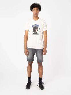 CAMISETA BEATNIK RAW COTTON UNISEX -Capitan Denim camiseta unisex de algodon organico comoda manga corta estampada beige