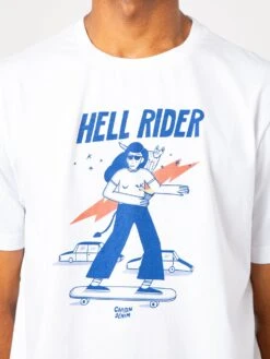 CAMISETA UNISEX DE ALGODÓN ORGÁNICO HELL RIDER BLANCO -Capitan Denim camiseta unisex de algodon organico comoda manga corta estampada blanca be5a135f 7ea7 439d 9287 e2b7aee9cdef