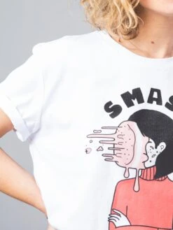 CAMISETA BLANCA DE ALGODÓN ORGÁNICO UNISEX SMASH -Capitan Denim camisetas unisex algodon organico