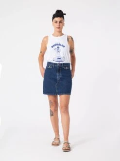 FALDA VAQUERA BETTY DARK BLUE -Capitan Denim falda vaquera oscura corta hecha en espana sostenible comoda