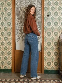 WIDE LEG LUPE MID VINTAGE BLUE -Capitan Denim jeans denim de mujer wide leg comodos hechos en espana
