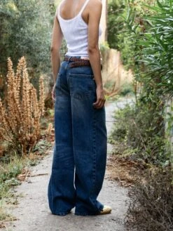 MALENI VINTAGE MID BLUE -Capitan Denim jeans mid blue mujer low loose campana produccion local