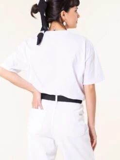 PANTALONES MOMFIT DE MUJER TULSA WHITE -Capitan Denim pantalon blanco de mujer momfit hecho en espana comodo sostenible