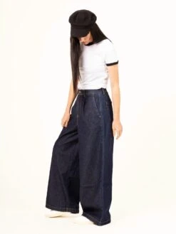 JEANS WIDE LEG DE MUJER TENCEL™ Lyocell Fibers YAYOI DARK BLUE 12 JEANS WIDE LEG DE MUJER TENCEL™ Lyocell Fibers YAYOI DARK BLUE -Capitan Denim pantalon vaquero de mujer de verano de tencel azul oscuro hecho en espana comodo sostenible 5