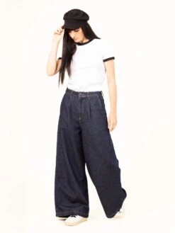 JEANS WIDE LEG DE MUJER TENCEL™ Lyocell Fibers YAYOI DARK BLUE 13 JEANS WIDE LEG DE MUJER TENCEL™ Lyocell Fibers YAYOI DARK BLUE -Capitan Denim pantalon vaquero de mujer de verano de tencel azul oscuro hecho en espana comodo sostenible 6