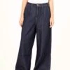 JEANS WIDE LEG DE MUJER TENCEL™ Lyocell Fibers YAYOI DARK BLUE 1 JEANS WIDE LEG DE MUJER TENCEL™ Lyocell Fibers YAYOI DARK BLUE -Capitan Denim pantalon vaquero de mujer de verano de tencel azul oscuro hecho en espana comodo sostenible 7