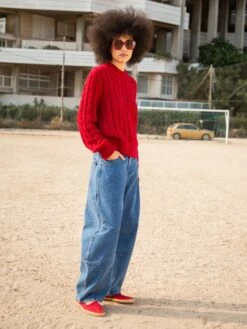 LAFORET MID BLUE BARREL FIT -Capitan Denim pantalon vaquero mid blue mujer barrel wide leg