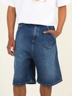 BERMUDAS VAQUERAS DE HOMBRE ROLLINS MID BLUE -Capitan Denim pantalones cortos vaqueros de hombre azul claro hecho en espana sostenible comodas