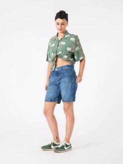 BERMUDAS VAQUERAS DE MUJER MAZZY MID BLUE 13 BERMUDAS VAQUERAS DE MUJER MAZZY MID BLUE -Capitan Denim pantalones cortos vaqueros de mujer azul medio hechos en espana comodos