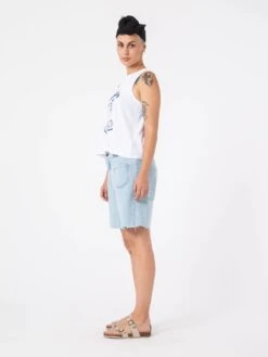BERMUDAS VAQUERAS DE MUJER MAZZY CROPPED SUNNY BLUE -Capitan Denim pantalones cortos vaqueros de mujer hecho en espana