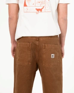 PAXTON OLD BROWN -Capitan Denim pantalones de hombre marron oscuros baggy relaxed hecho en espana comodo