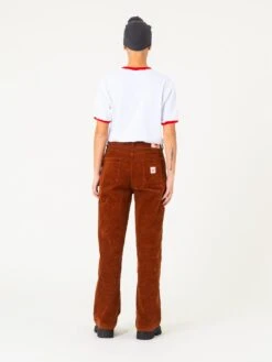 Pantalones De Mujer De Pana IKETTE DARK BROWN -Capitan Denim pantalones de pana de mujer hecho en espana comodos recto sostenible marron oscuro