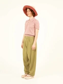 PANTALÓN DE VERANO DE MUJER NARA GREEN 10 PANTALÓN DE VERANO DE MUJER NARA GREEN -Capitan Denim pantalones de verano anchos de mujer verdes sostenibles comodos hechos en espana