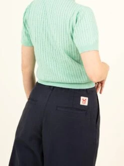 PANTALÓN DE VERANO DE MUJER NARA MARINE BLUE 12 PANTALÓN DE VERANO DE MUJER NARA MARINE BLUE -Capitan Denim pantalones de verano culotte de mujer azul sostenibles comodos hechos en espana