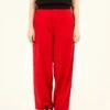 PANTALÓN DE VERANO DE MUJER NARA RED -Capitan Denim pantalones de verano wide leg de mujer rojos sostenibles comodos hechos en espana