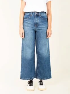 PANTALÓN VAQUERO DE MUJER CULOTTE SIMONE MID USED BLUE TENCEL™ Lyocell Fibers