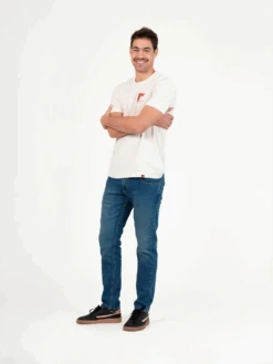 PANTALON VAQUERO SLIM DE HOMBRE FLAMINGO DIRTY BLUE -Capitan Denim pantalones vaqueros de hombre slim recto hecho en espana comodos sostenibles