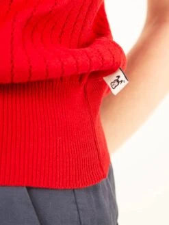 POLO RED MUJER -Capitan Denim polo basico rojo de mujer de punto hecho en espana comodo sostenible