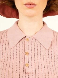 POLO PINK MUJER -Capitan Denim polo basico rosa suave de mujer de punto hecho en espana comodo sostenible